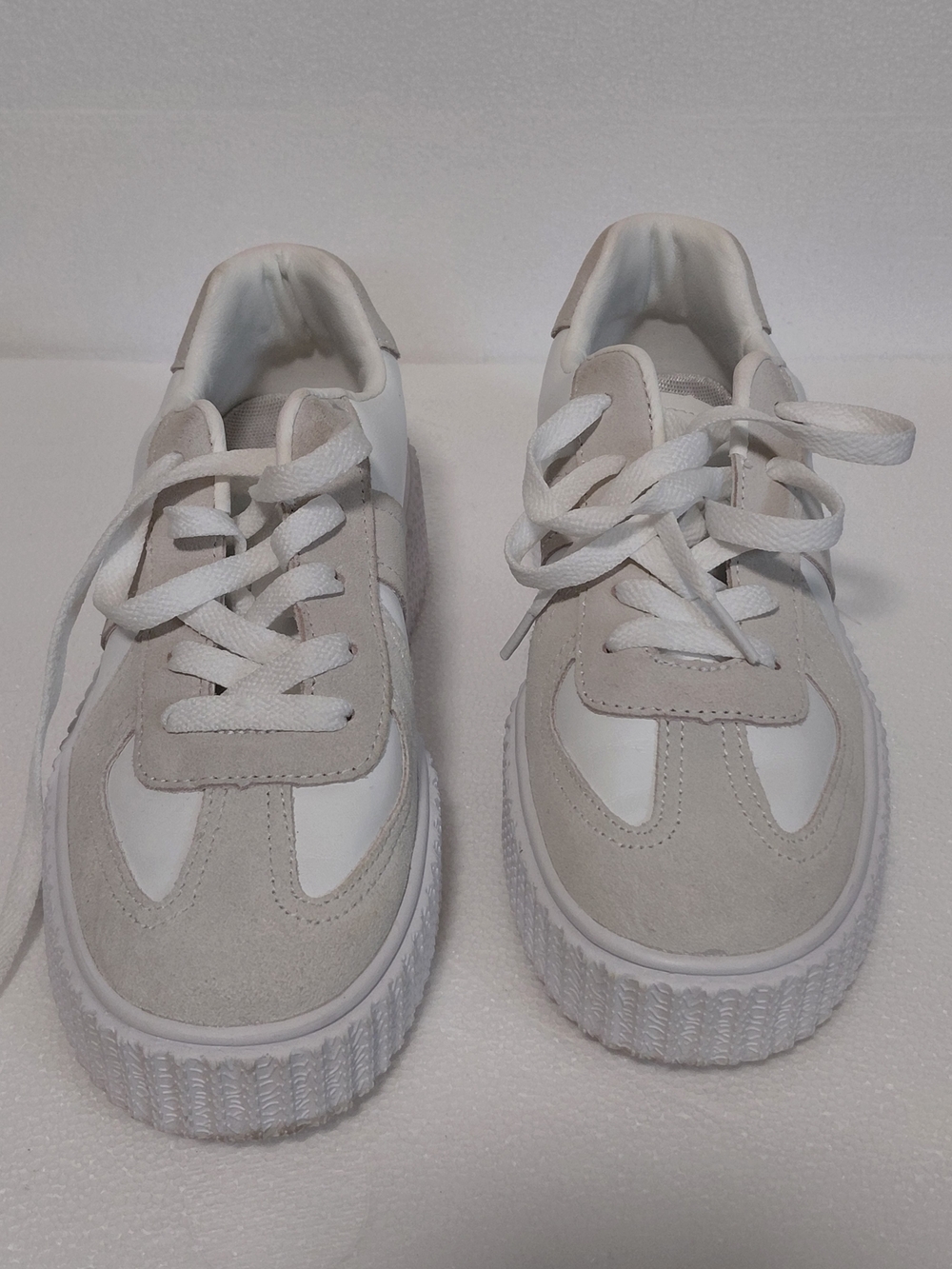 Womens White and Light Gray Casual Sneakers